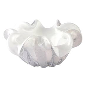 Centro de Mesa Murano Veneza 21x21x9,5cm Branco Leitoso