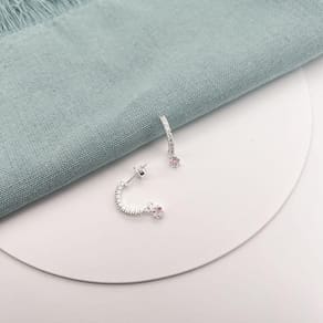 Brinco Prata 925 Argola Zircônia Pedra Pendurada