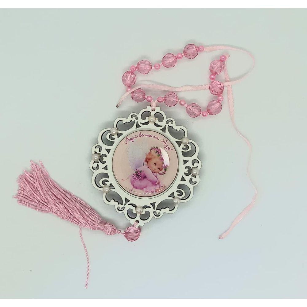 Adorno de Berço Anjo da Guarda Rosa - 30cm