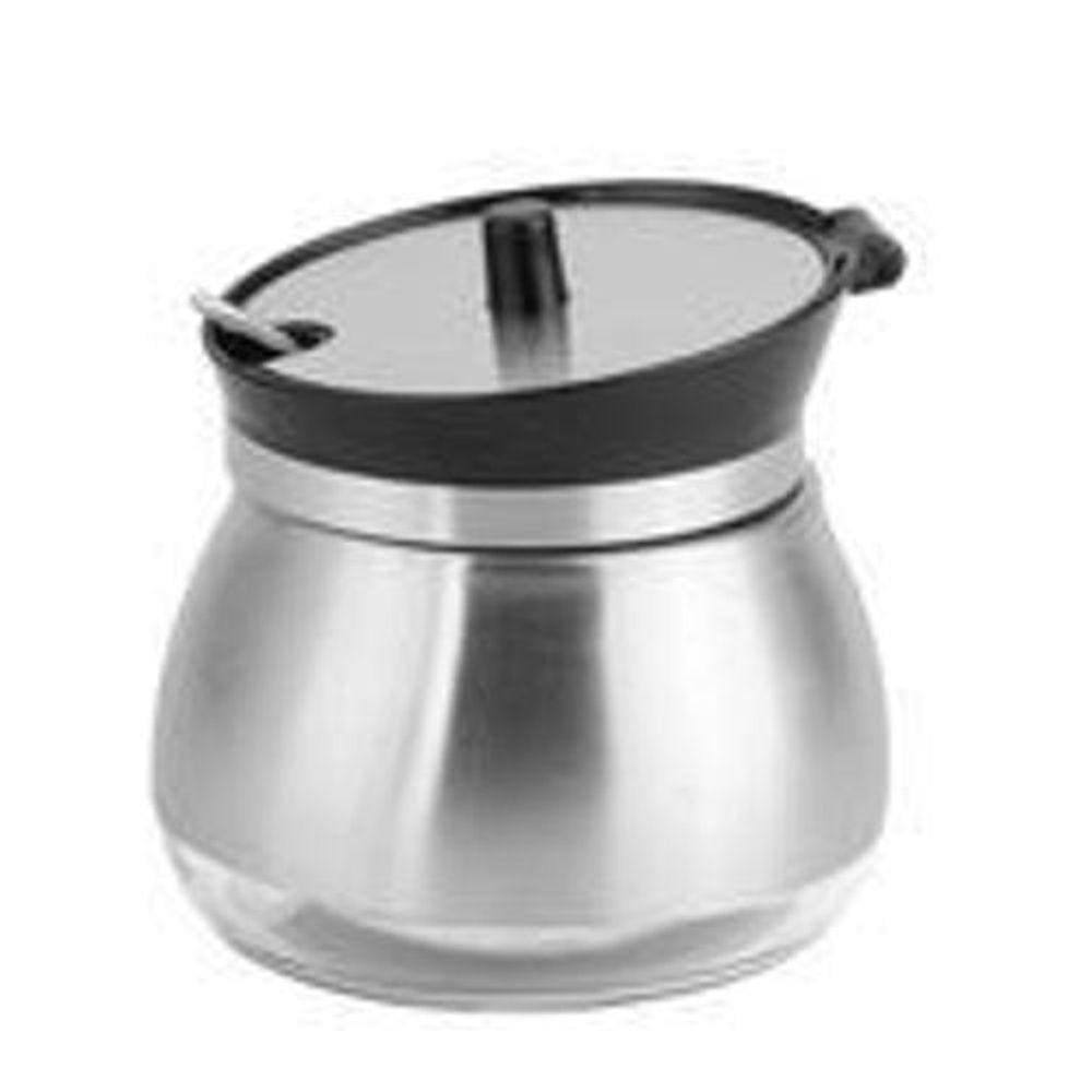 Açucareiro Vidro Revestido Inox Colher 230ml - Portátil