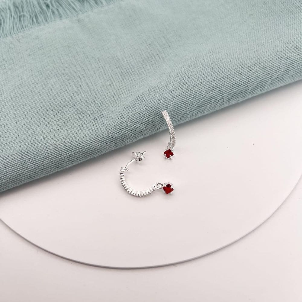 Brinco Prata 925 Argola Zircônia Pedra - Anti Alérgico