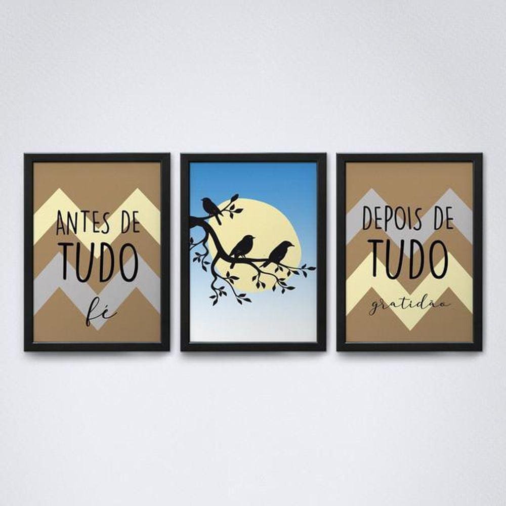 Quadros Decorativos Fé e Gratidão - Tons V7 - Preta A4