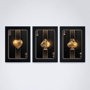 Quadro Decorativo Baralho Dourado 30x20cm - Elegância