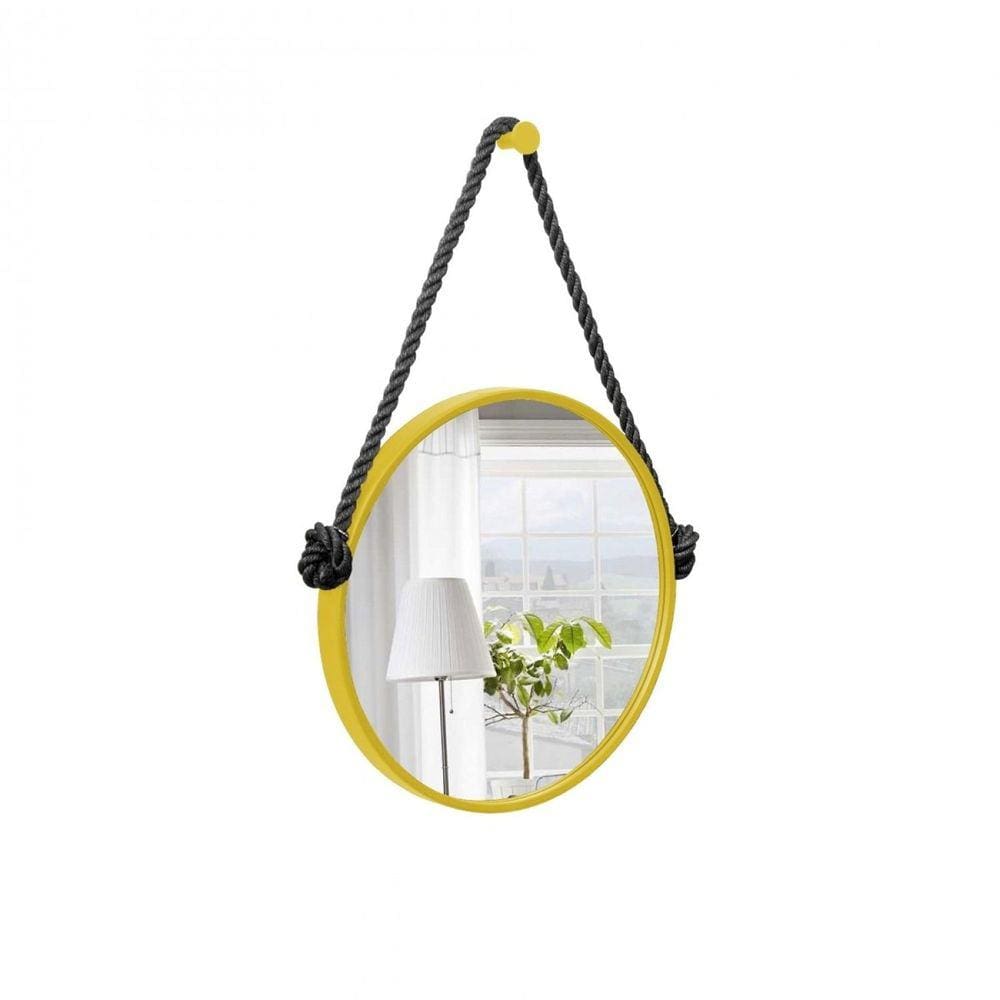 Espelho Decorativo Adnet Alça Corda Naval 40cm Redondo