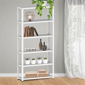 Estante para Livros com Estrutura Metalica 6 Prateleiras Branco