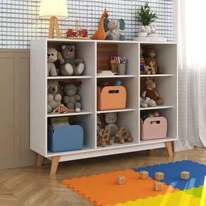 Nicho Infantil Organizar 9 Nichos Amelia Espresso Móveis Branco/Nogal
