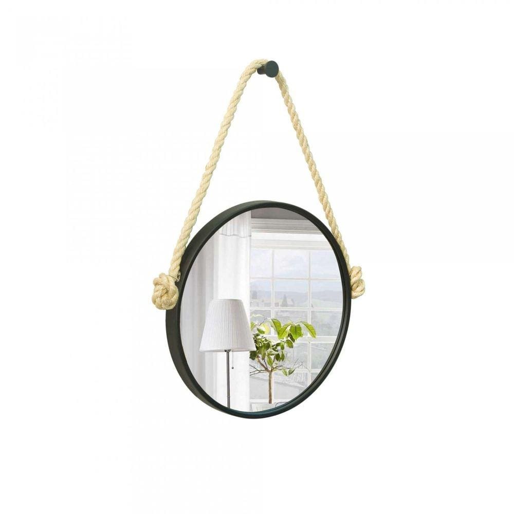 Espelho Decorativo Adnet Alça Sisal Marroml Redondo