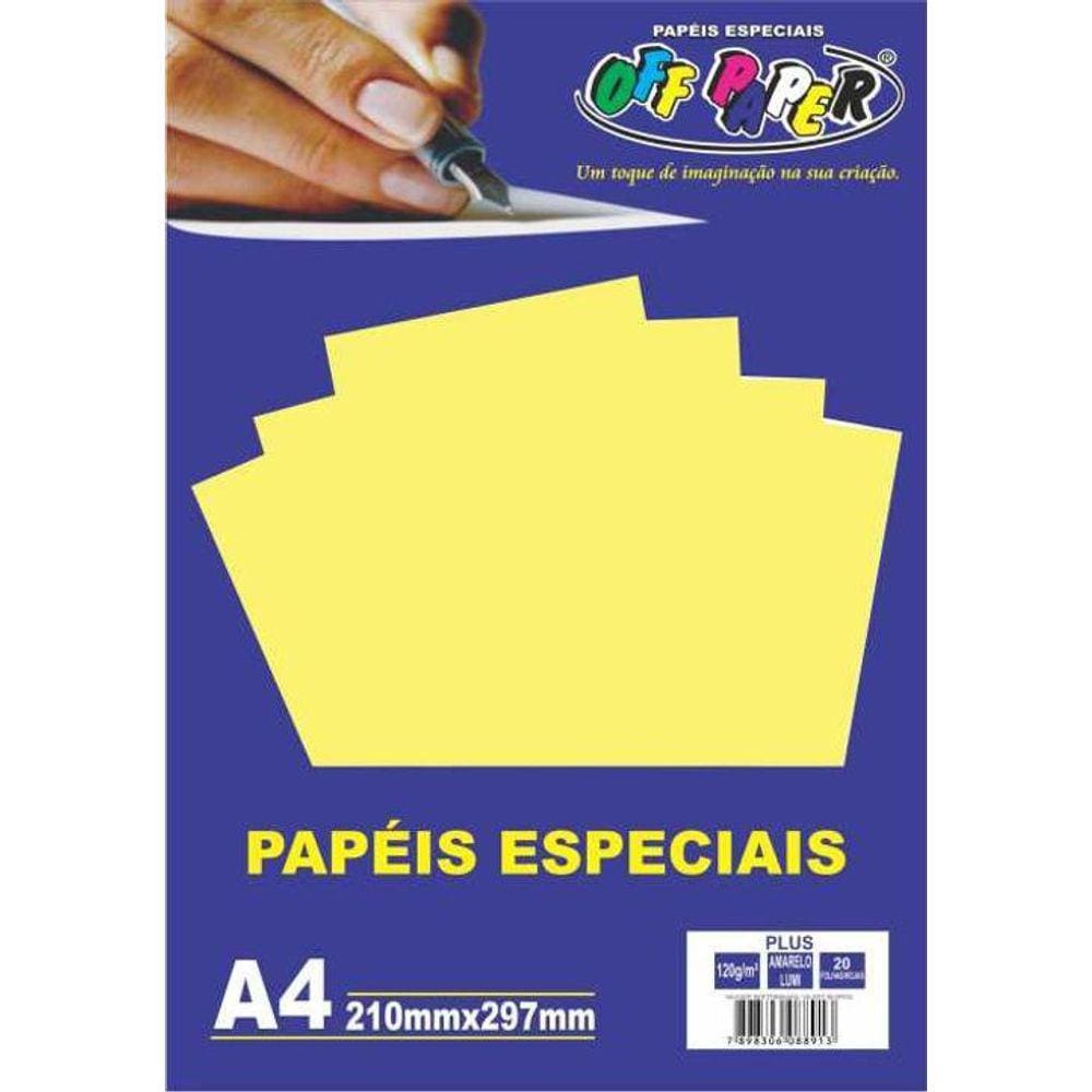 Papel Especial Plus 210x297mm - Amarelo Lumi - 20 Folhas