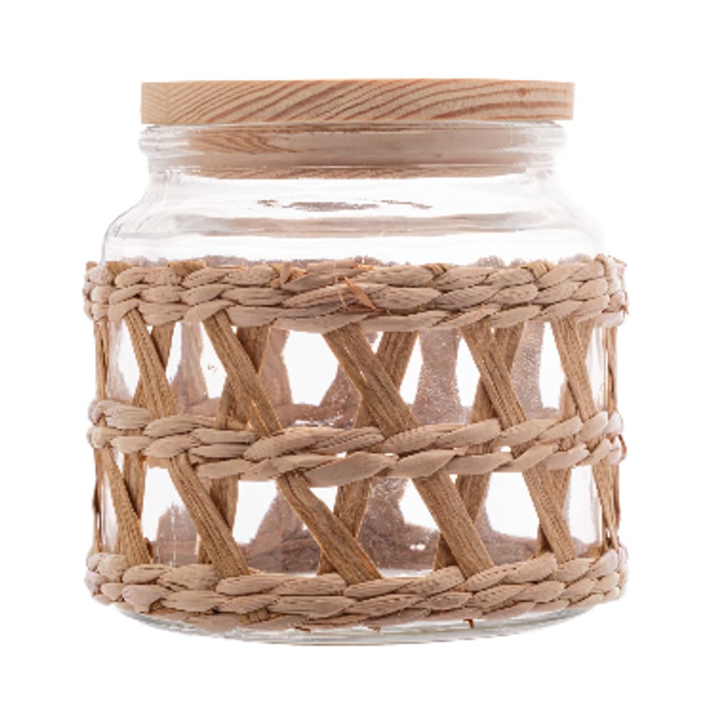 Pote De Vidro Borossilicato Com Tampa Em Madeira E Sisal 520Ml Wolff