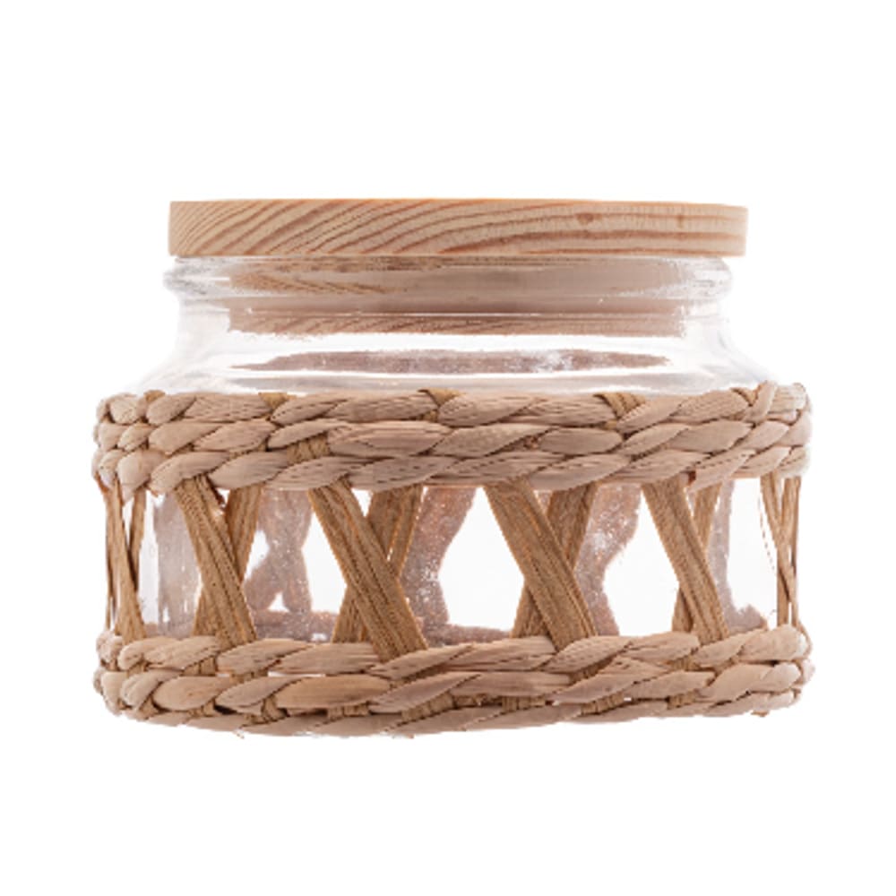 Pote De Vidro Borossilicato Com Tampa Em Madeira E Sisal 350Ml Wolff