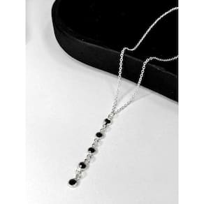 Colar Choker Elo Brilho Cristas Preto Prata 2g - Rayie Acess