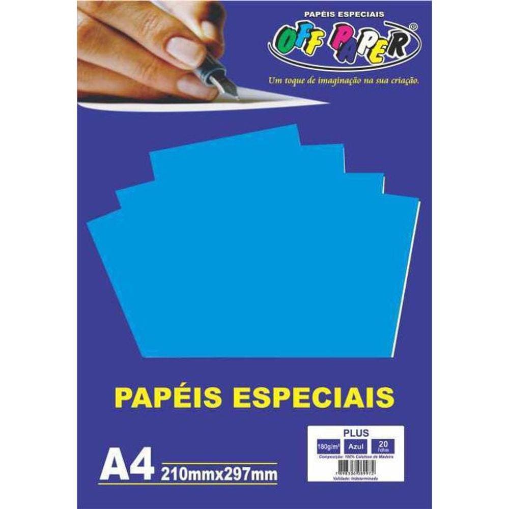 Papel Colorido Plus 210x297mm - 20 Folhas - Azul - 180g