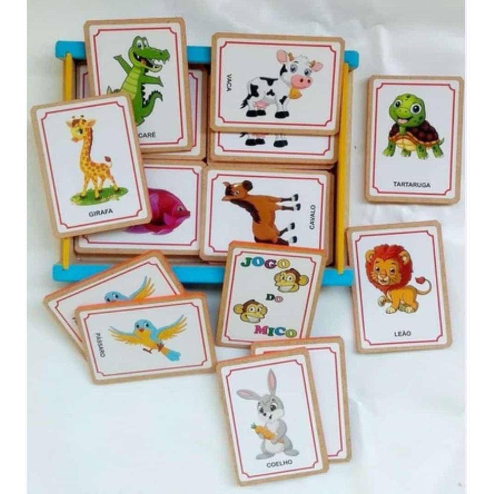 Jogo do Mico de Madeira - Brinquedo Educativo - 20 Cartas