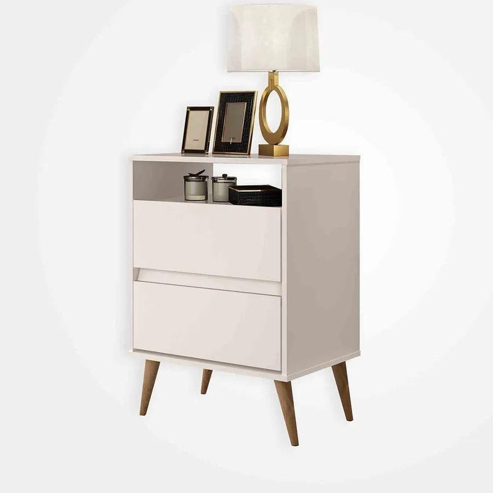  Mesa De Cabeceira Off White Paris 2 Gavetas