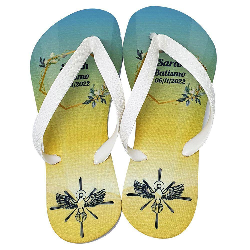 Chinelo Personalizado Pomba Espírito Santo Crisma Batismo