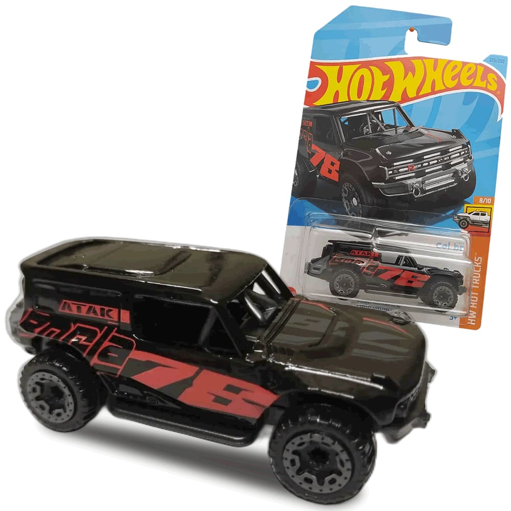 Carrinho Hot Wheels Ford Bronco R Preto com Estampa Vermelha