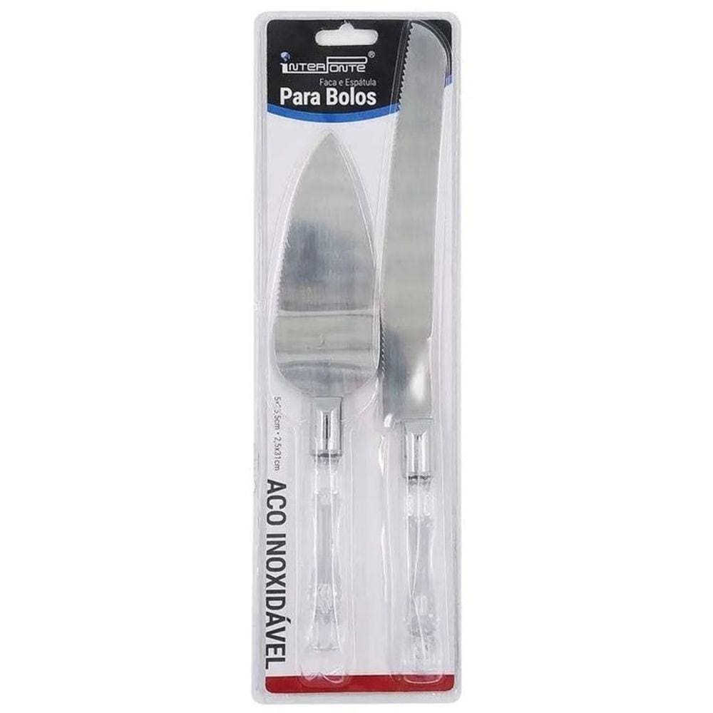 Kit 2 Peças Faca E Espatula De Bolo Inox