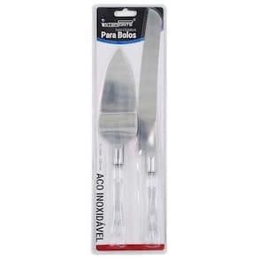 Kit 2 Peças Faca E Espatula De Bolo Inox