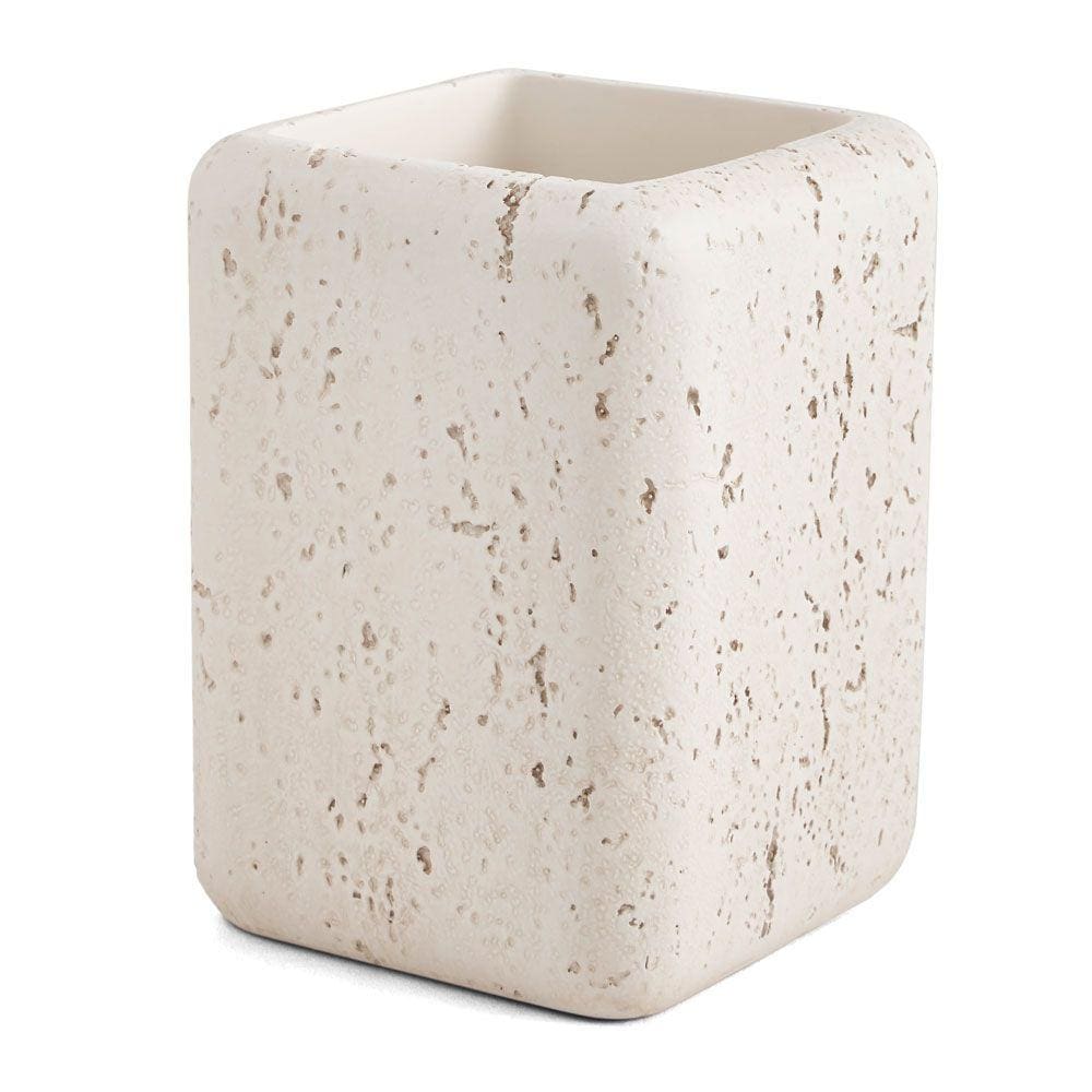 Copo Porta Escova de Dente em Poliresina Bege 11cm 17607 Mart