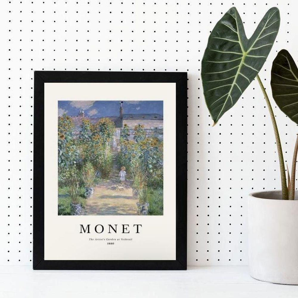Quadro Decorativo Monet Artiss Garden 45x34cm Madeira Preta