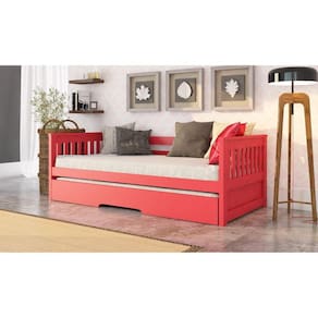 Bicama Mission em Madeira Maciça/mdf Vermelho