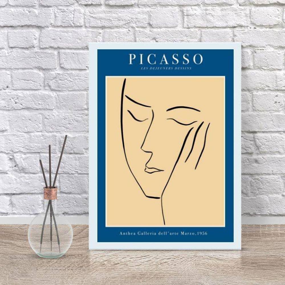 Quadro Poster Picasso Azul 33x24cm Moldura Preta