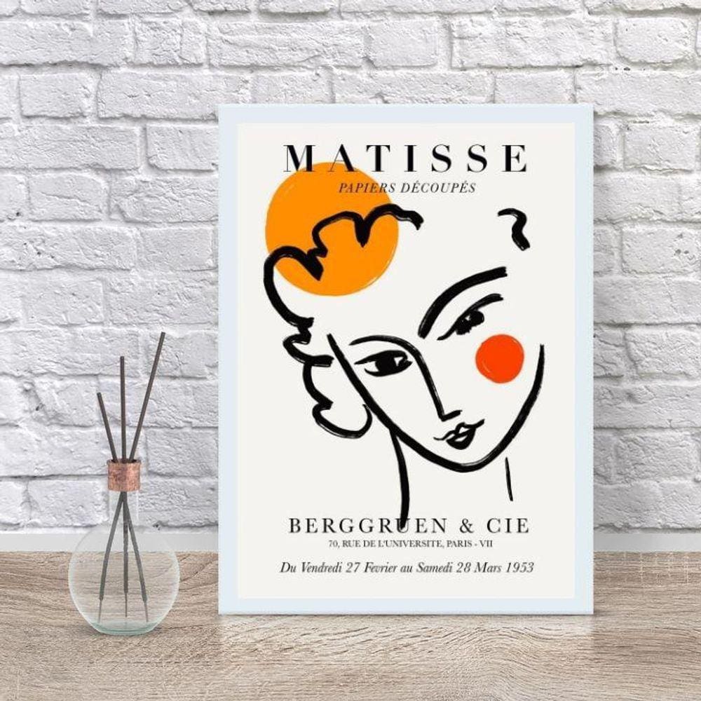 Poster Matisse Minimalista Mulher - 33x24cm - Moldura Preta