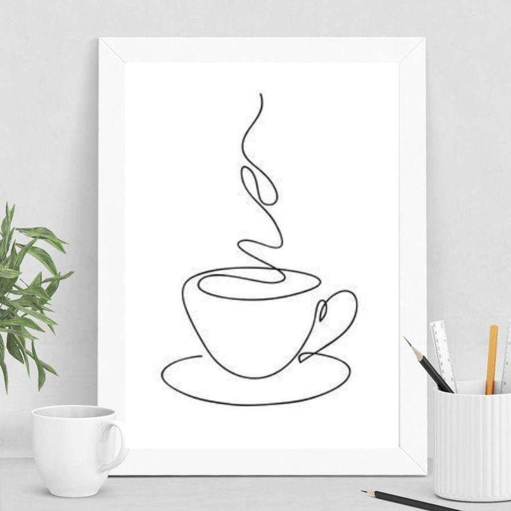 Quadro Minimalista Xícara Café 24x18cm - Vidro