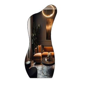 Espelho de chão Orgânico E18 Grande Corpo Inteiro 150x60  Moldura Couro Preto