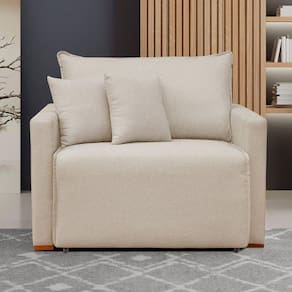 Poltrona Retrátil e Reclinável 110cm Júlia Linho/Cru