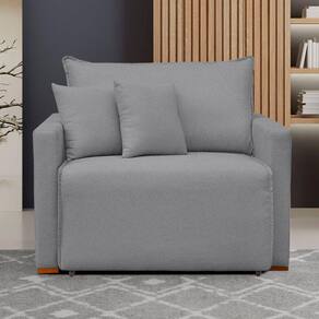 Poltrona Retrátil e Reclinável 110cm Júlia Linho/Cinza