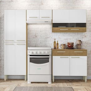 Cozinha 10 Portas Balcão 2 Gavetas Nala Freijó/supremo/cp-ripado Freijó