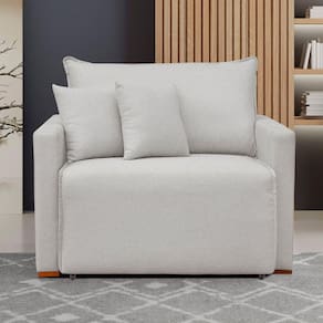 Poltrona Retrátil e Reclinável 110cm Júlia Linho/Gelo