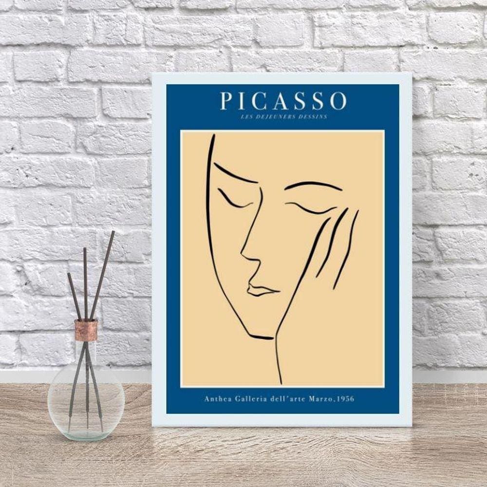 Quadro Poster Picasso Azul 24x18cm - Com Vidro e Moldura