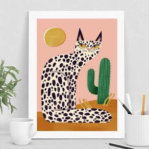 Quadro Gato Abaporu Tarsila 45x34cm Madeira Branca