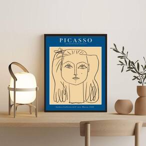 Poster Picasso Mulher Azul 24x18cm - Vidro e Moldura