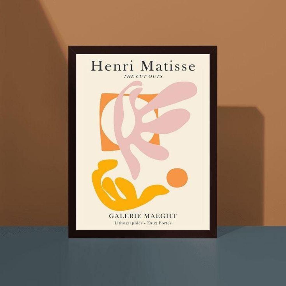 Quadro Abstrato Henri Matisse 24x18cm Vidro Moldura Branca