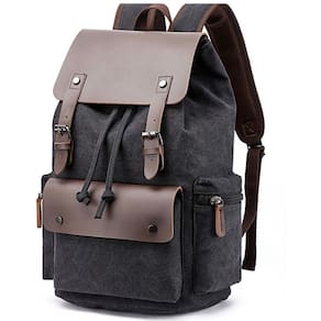 Mochila Viagem Canvas Com Pu Premium 6048-1#