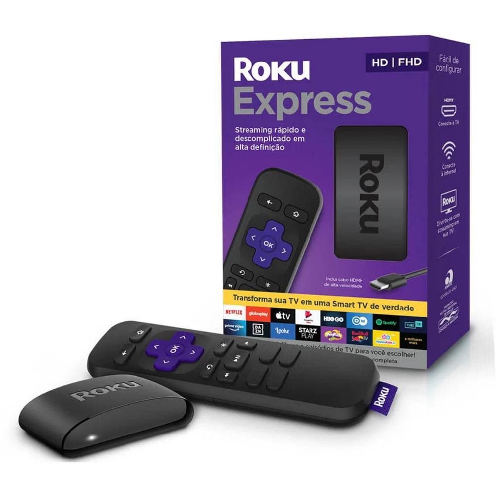 Roku EXpress Conversor TV Smart Full HD 1080p Streaming