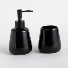 Kit Banheiro De Cerâmica Primor Preto 2 Peças - Jolitex