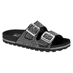 Sandália Papete Birken Strass Fivelas Moleca Tamanco