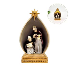 Enfeite de Natal Sagrada Família 23x14x9cm com Luz - Resina