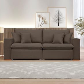 Sofá Retrátil 220cm Barcelona Veludo/Marrom