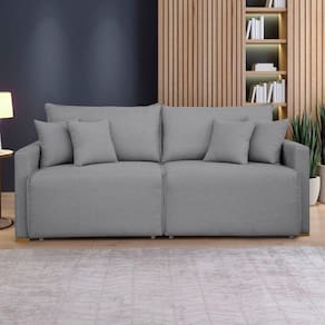 Sofá Cama Retrátil e Reclinável 200cm Júlia Linho/Cinza