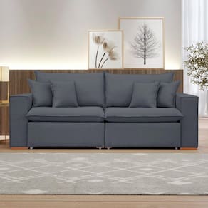 Sofá Retrátil 200cm Barcelona Veludo/Cinza