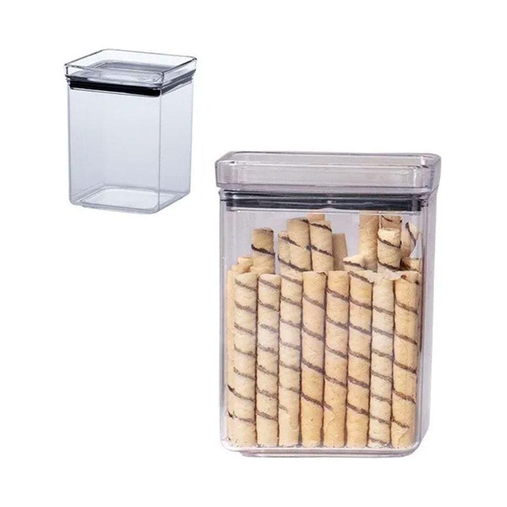 Pote Hermético Bolacha Quadrado Alimentos Acrílico 1000ml