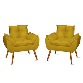 Kit 2 Poltrona Decorativa Opala Para Sala Recepção Luxo Cor:amarelo