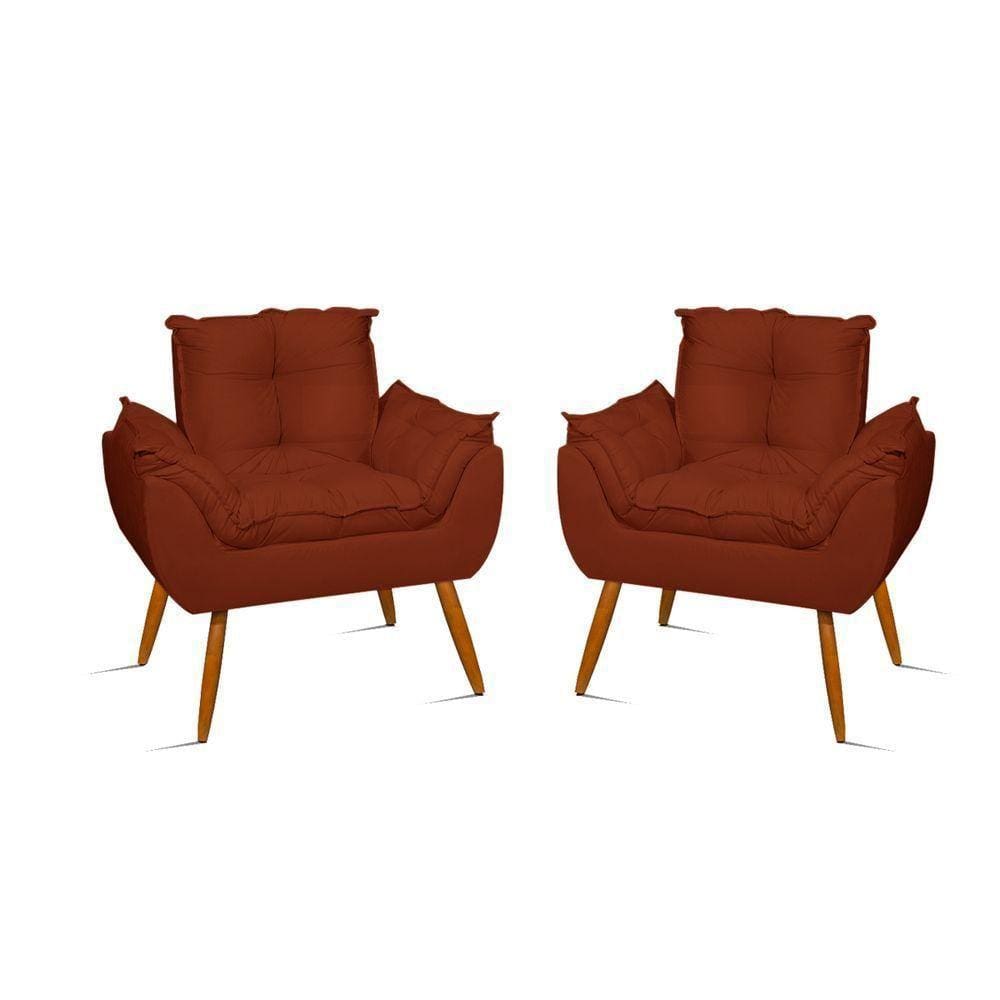 Kit 2 Poltronas Cadeiras Para Escritório Recepção – Jl Decor Cor:terracota