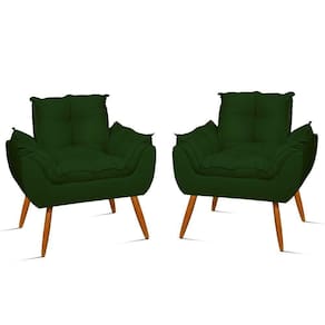 Kit 2 Poltrona Decorativa Opala Para Sala Recepção Luxo Cor:verde