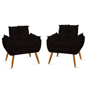 Kit 2 Poltronas Decorativas Opala De Luxo Cor:preto